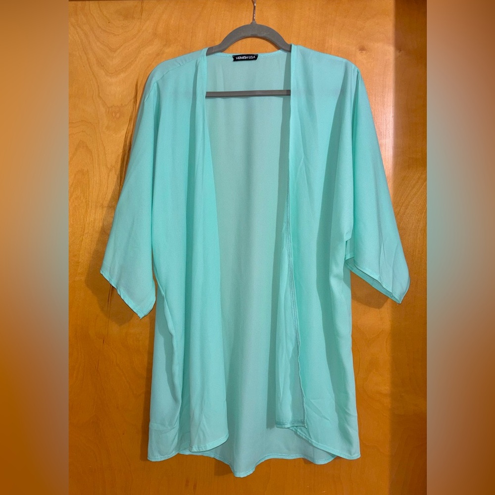 Light Mint Open-Front Women's Cardigan